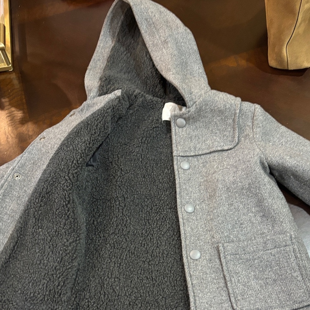 Zara Gray Kids Pea Coat with Hood